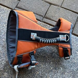 Orange Dog Life Vest Harness with Top Handle